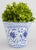 Vintage Italian Blue & White Floral Ceramic Planter Jardiniere Cachepot For Sale - Image 4 of 7