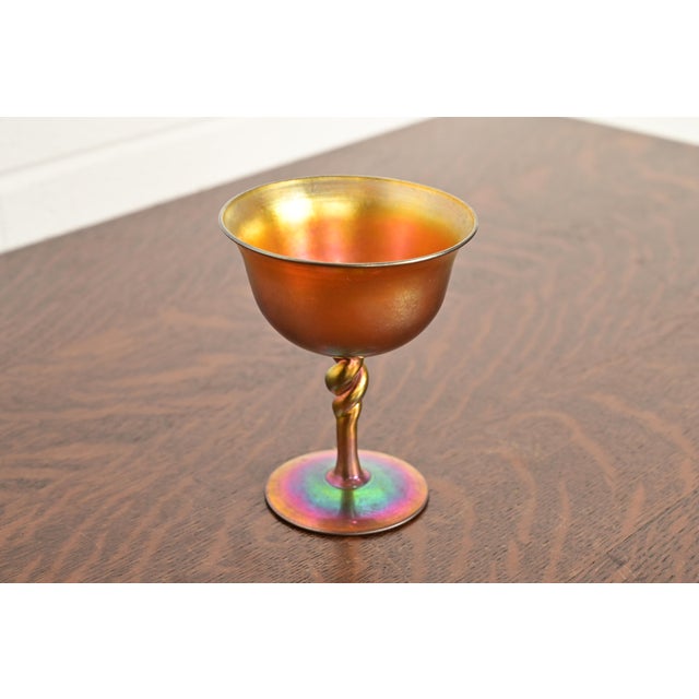 Steuben Glass Early 20th Century Steuben Aurene Iridescent Art Glass Goblet For Sale - Image 4 of 10