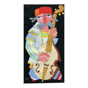1970s Jovan Obican Guitar Player Original Acrylic Painting