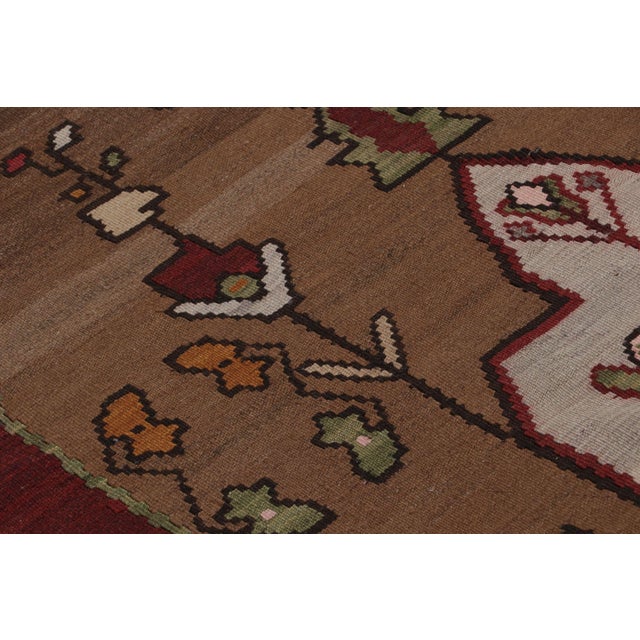 Mid Century Vintage Kilim Red Gray Medallion Floral Rug For Sale In New York - Image 6 of 10