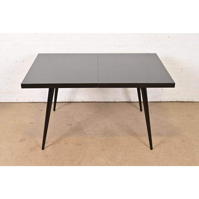 Wood Paul McCobb Planner Group Mid-Century Modern Black Lacquered Extension Dining Table, Newly Refinished For Sale - Image 7 of 13
