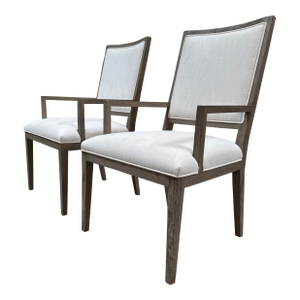 Restoration Hardware French Contemporary Arm Dining Chairs, Pair