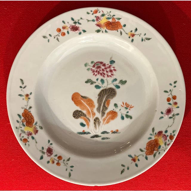 Antique 18th Century Chinese Export Qianlong Porcelain Famille Rose Plate For Sale - Image 10 of 10