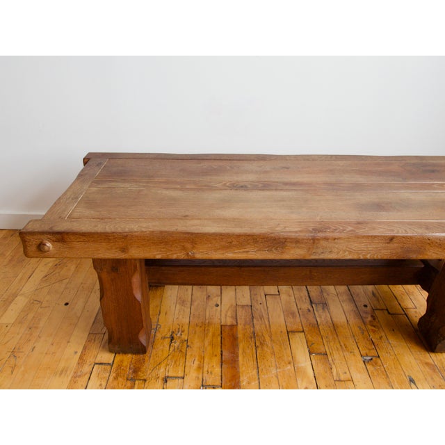 French Brutalist Carved Oak Coffee Table, C. 1960 For Sale - Image 4 of 4