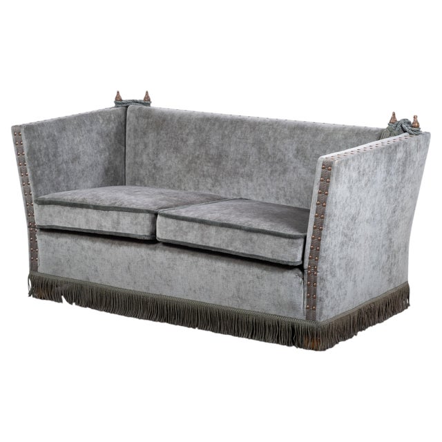 Vintage Velvet Knole Sofa with Floral Cushions, 1950s For Sale - Image 10 of 10