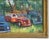 Antique trucks landscape oil painting on artist board by listed artist Silvio Silvestri (1948-2018.) Silvestri was a...