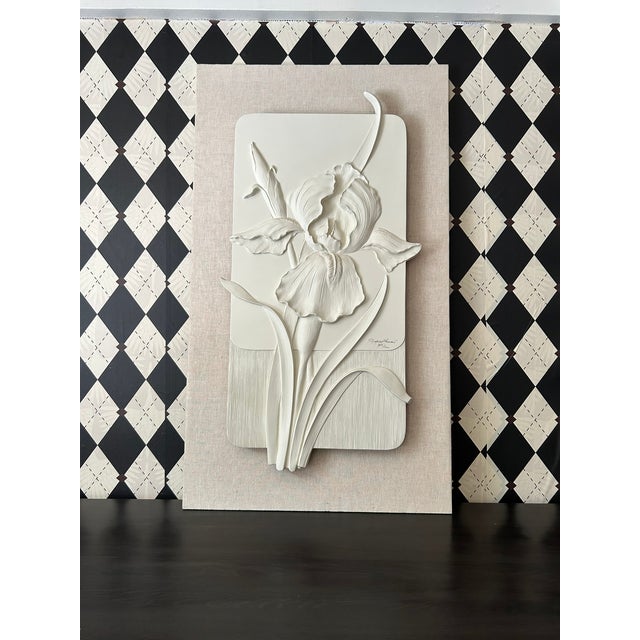 White Iris Relief Signed Limited Edition, Large 36 Inch, Botanical Wall Art For Sale - Image 9 of 14