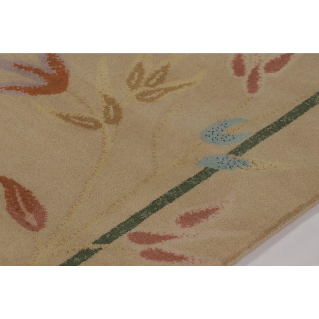 Textile Rug & Kilim’s Extra-Long Chinese Art Deco-Style Custom Runner, Beige With Floral For Sale - Image 7 of 10
