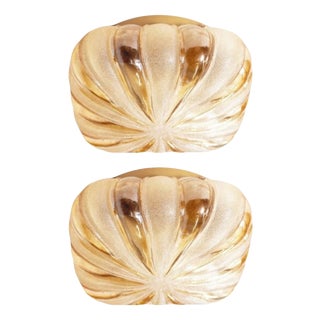 Mid-Century Modern German Glass Flush Mounts by Wila Leuchten, 1970s, Set of 2 For Sale
