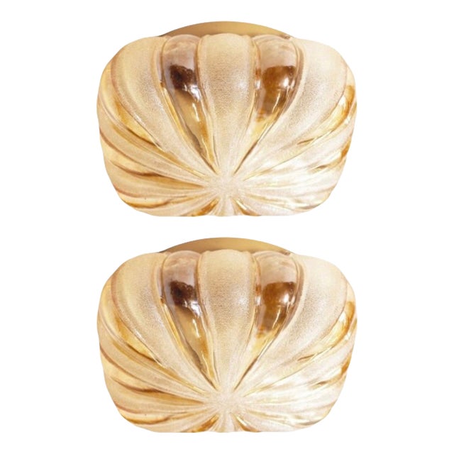 Mid-Century Modern German Glass Flush Mounts by Wila Leuchten, 1970s, Set of 2 For Sale