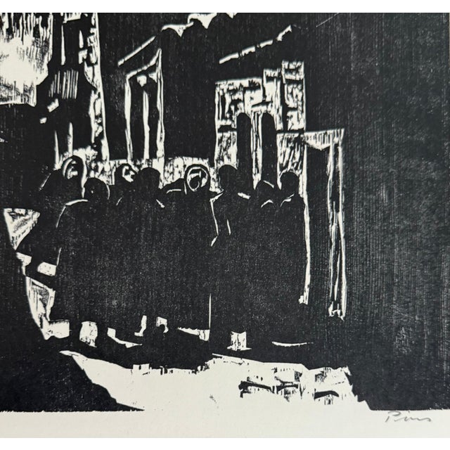 Expressionism Jacob Pins, German Expressionist Woodcut Print Pencil Signed israeli Jerusalem Jacob Pins For Sale - Image 3 of 7