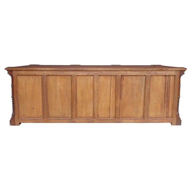 French Gothic Linen Fold Mahogany Sideboard Credenza For Sale - Image 4 of 4