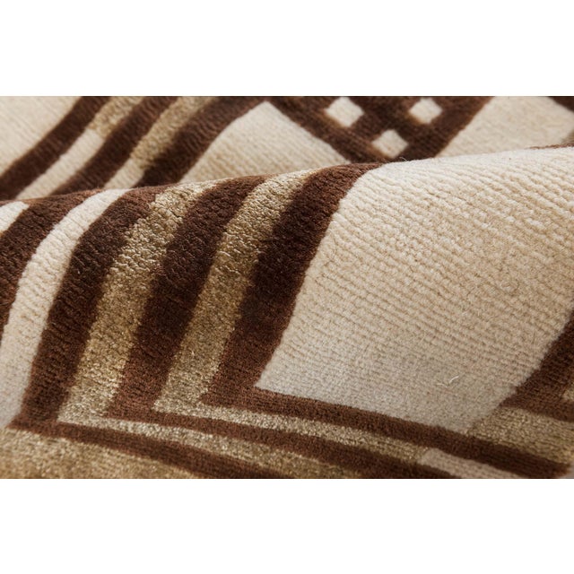 Hand-Knotted Contemporary Maze Rug in Silk and Wool by Doris Leslie Blau. Size: 5'1" × 10'4" (154 × 314 cm) Bold,...