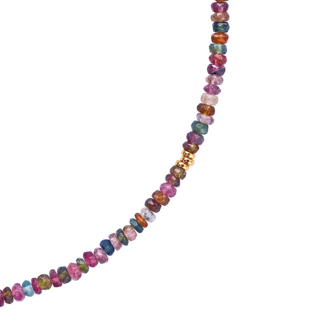 Birthstone October Tourmaline Gold Bead Necklace For Sale In New York - Image 6 of 7