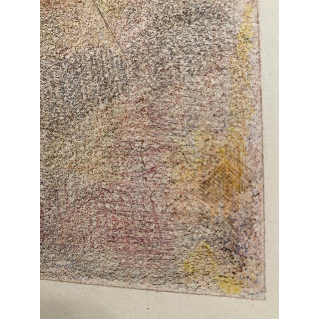 1960s Minimalist Modernist Abstract Original Signed Framed Drawing in Gilt Frame For Sale - Image 5 of 10