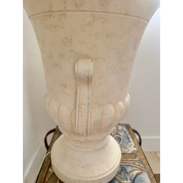 1980s Air of Bon Art 1989 Neoclassical Plaster Urn Table Lamps - a Pair For Sale - Image 5 of 7