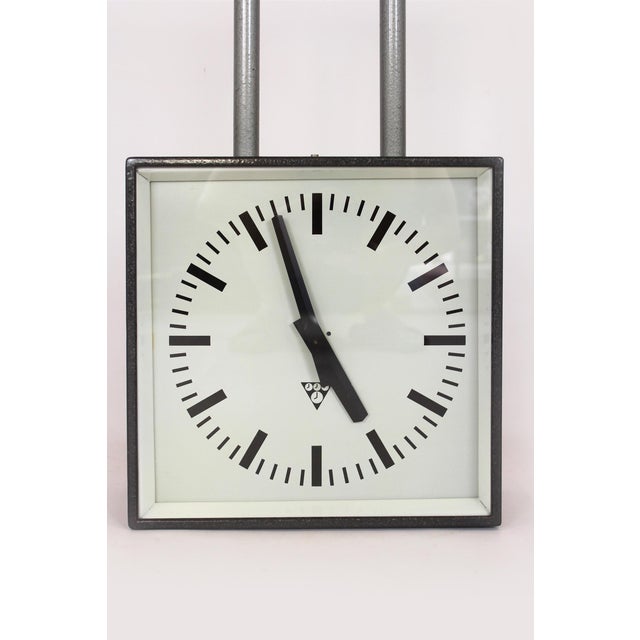 Metal Large Double-Sided Railway Clock from Pragotron, 1980s For Sale - Image 7 of 18