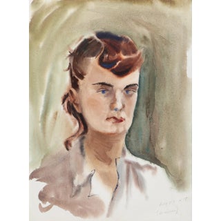 Eve Nethercott, Portrait of Woman in Maine (P2.55), Watercolor on Paper For Sale