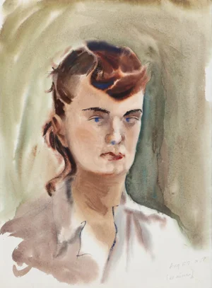 Eve Nethercott, Portrait of Woman in Maine (P2.55), Watercolor on Paper