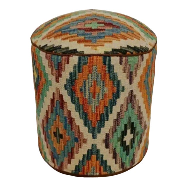 Kilim Rug Pouf Ottoman #109a For Sale
