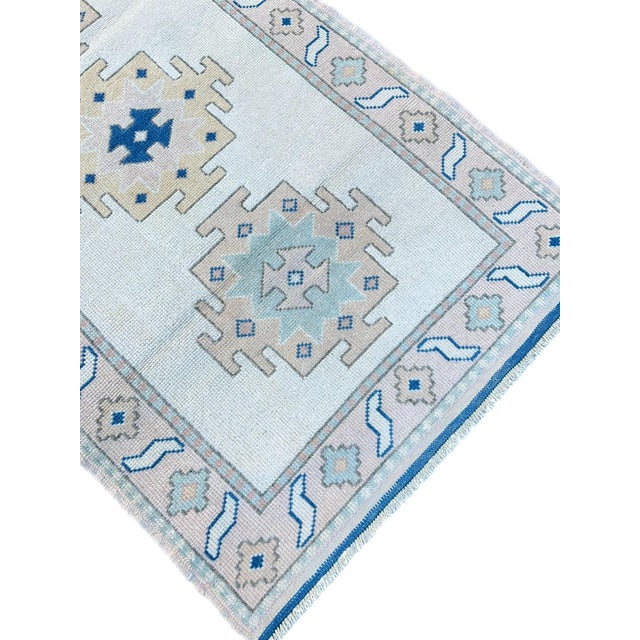 Vintage Turkish Handknotted Blue Wool Rug For Sale - Image 5 of 9