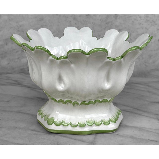 Vintage Italian Porcelain Flared Lotus Centerpiece Planter Bowl For Sale - Image 4 of 8
