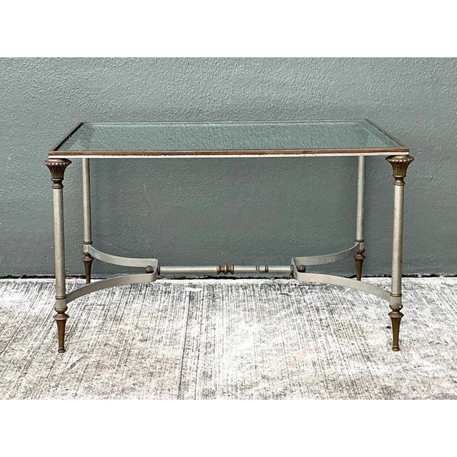 Late 20th Century Vintage Rectangular Metal and Glass Table After Maison Jansen For Sale - Image 5 of 13