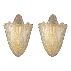 20th Century Amber Graniglia Sconces, a Pair