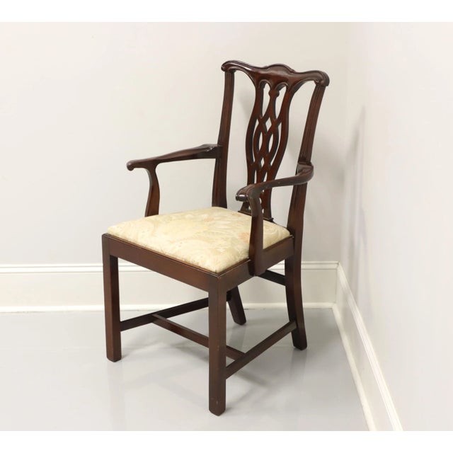 Chippendale Late 20th Century Solid Mahogany Straight Leg Chippendale Armchair For Sale - Image 3 of 9