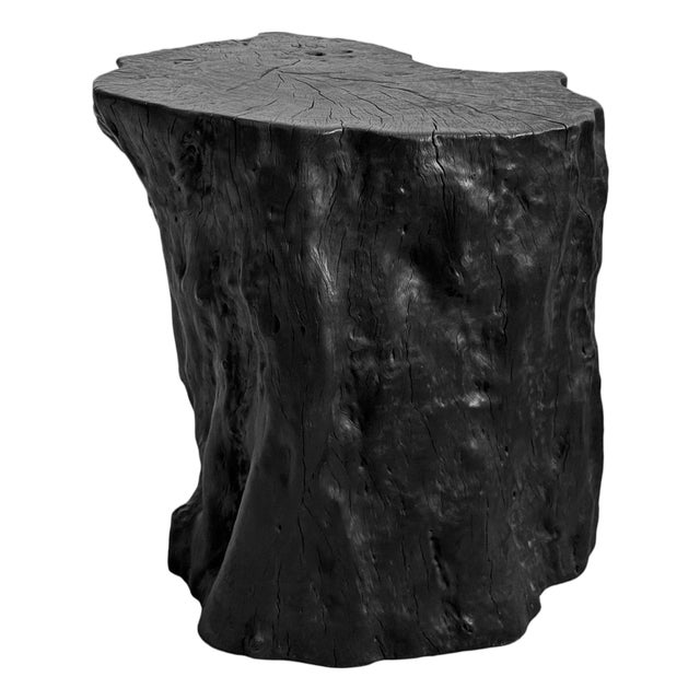Black Natural Form Rustic Modern Stump Stool / Side Table For Sale