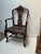 European Carved Walnut Arm Chair. Finely carved Floral Crest and Seat Rail on Cabroile Legs. Original Tooled and Etched...