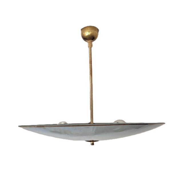 Metal 1940s Space Age Ufo Glass Pendant by Doria– Ice Blue & Seafoam Rare German Space-Age Design For Sale - Image 7 of 13