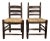 Vintage Primitive Turned Wood Woven Seat Ladderback Chairs, a Pair For Sale