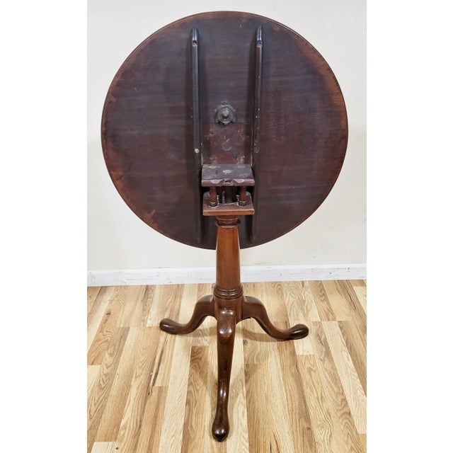 Early 19th Century English 19th C Mahogany Queen Anne Pad Foot Birdcage Round Tilt-Top Table For Sale - Image 5 of 16