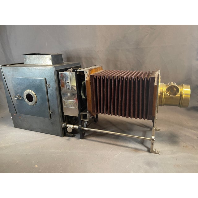 Industrial Antique 1800's c.t. Milligan Magic Lantern Projector & Wood Case Brass Lens For Sale - Image 3 of 18