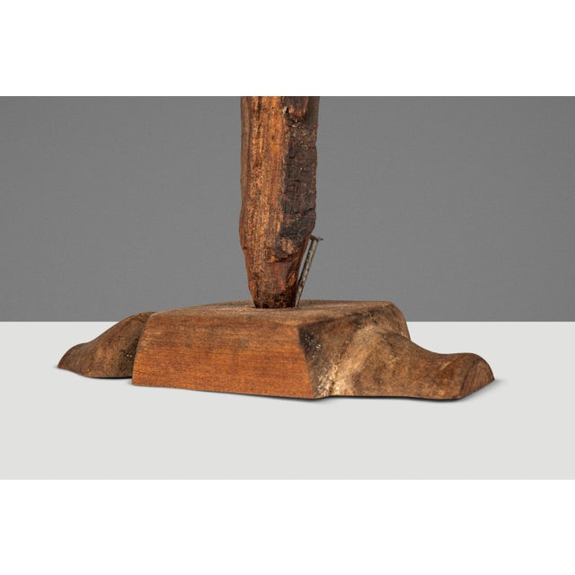 Brown Signed Abstract Rustic Driftwood "Howling Wolf" Sculpture in Solid Beach Driftwood by Emlen Drayton, Usa, C. 2000s For Sale - Image 8 of 15