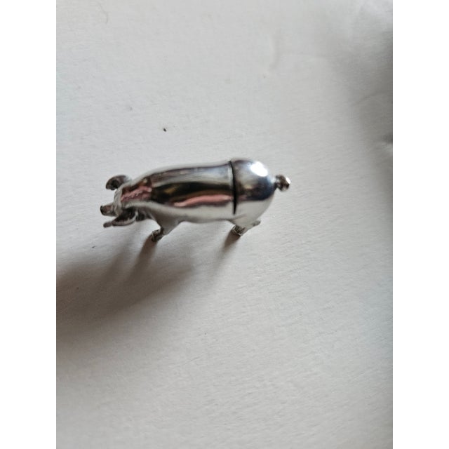 Darling 8 little piggie place card holders in Pewter from Smythson of London. Original Velvet lined Smythson box. No cards.