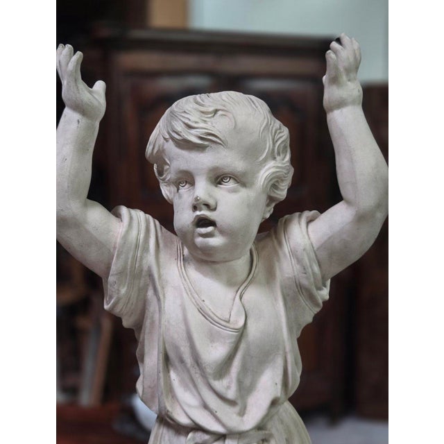 Large Plaster Sculpture of Putto with Raised Arms For Sale - Image 3 of 5
