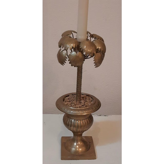 Brass Palm Tree Urn Candlestick Candleholder For Sale - Image 9 of 9