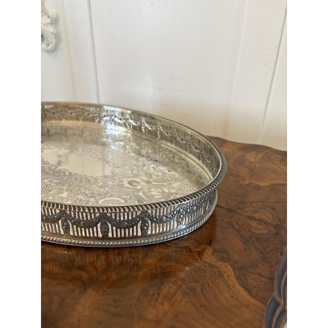 Small Antique Edwardian Silver Plated Tea Tray, 1900 For Sale - Image 6 of 7
