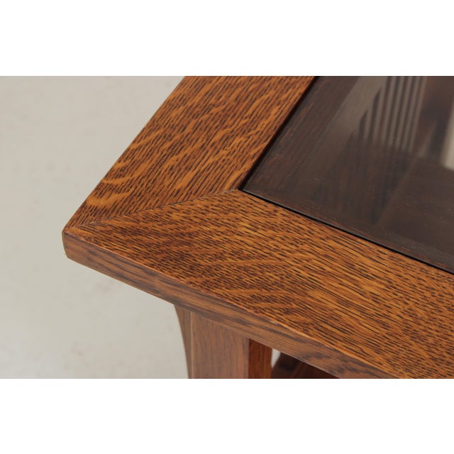 Stickley Spindle Side Glass Top Coffee Table For Sale - Image 9 of 12
