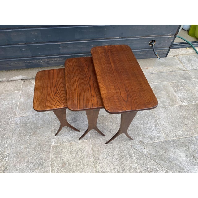Vintage Scandinavian Nesting Tables by Raphaël Raffel, 1960, Set of 3 For Sale - Image 9 of 18