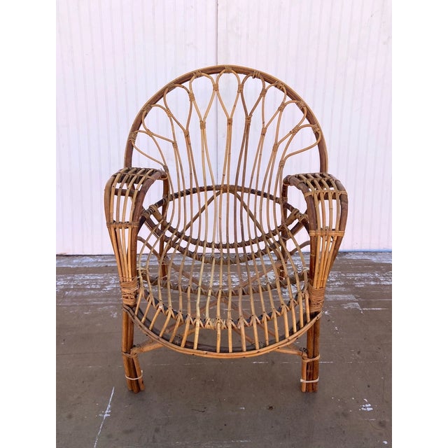 Boho Chic Vintage Boho Rattan Lounge Chair For Sale - Image 3 of 4