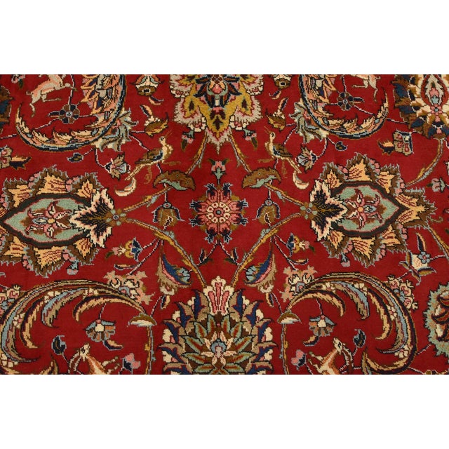 Tabriz Rug 8'1'' X 10'9'' Red Wool Vintage Traditional Hand-Knotted Carpet For Sale In Philadelphia - Image 6 of 15