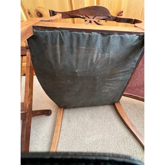 Rose Early 20th Century Antique Pink Silk Reclining Murphy Chair Stick and Ball With Gout Chair For Sale - Image 8 of 12