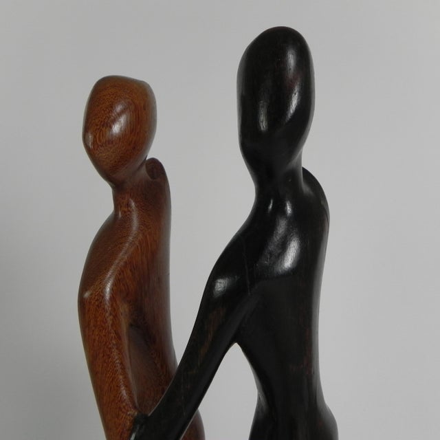 Wooden Statue of Two People, 1950s For Sale - Image 6 of 16