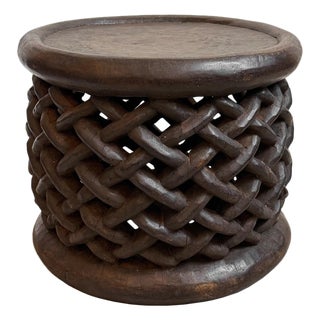 Tribal Modern Vintage Bamileke Stool / Side Table For Sale