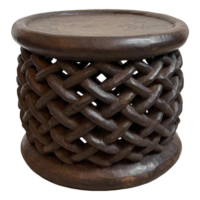 Tribal Modern Vintage Bamileke Stool / Side Table For Sale