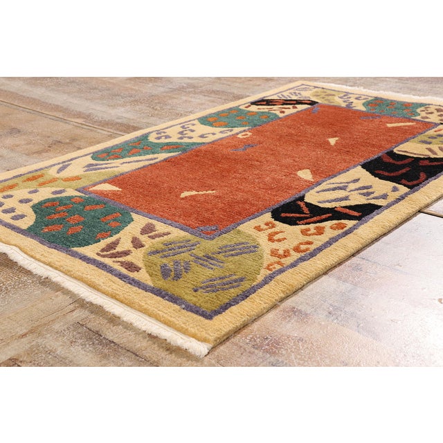 Terra Cotta Vintage Tibetan Rug, 03'01 X 05'01 For Sale - Image 8 of 10