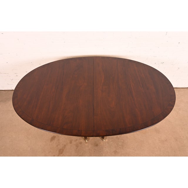 Regency Carved Mahogany Double Pedestal Extension Dining Table by Old Colony, Newly Refinished For Sale - Image 10 of 13
